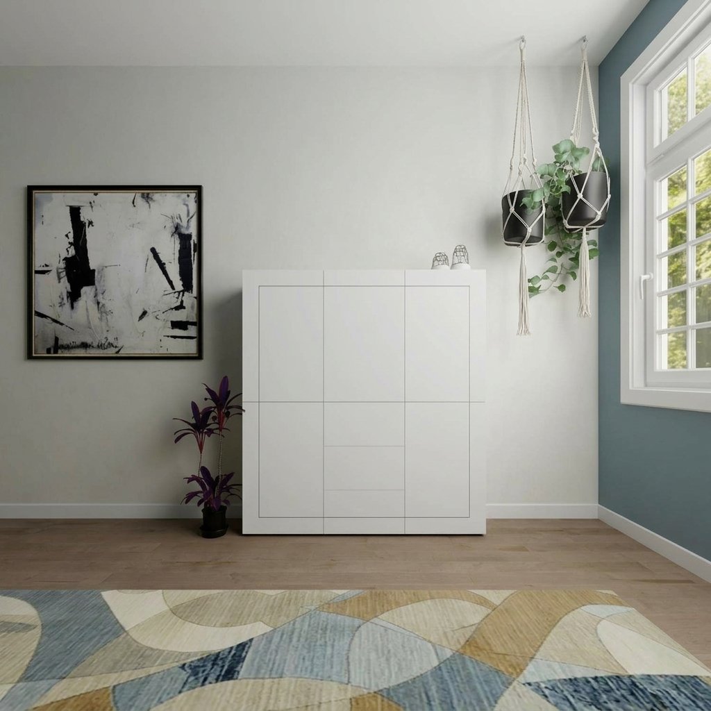 Credenza Alta 5 Ante e 3 Cassetti in Nobilitato - ELIOS
