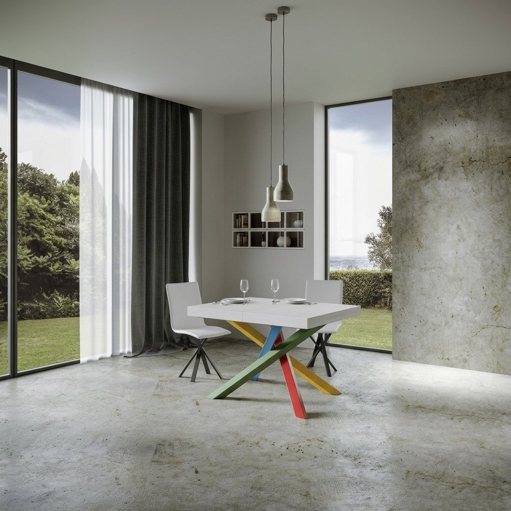 Tavolo da Pranzo Allungabile in Nobilitato e Ferro Versione 4/B - VOLANTIS PREMIUM