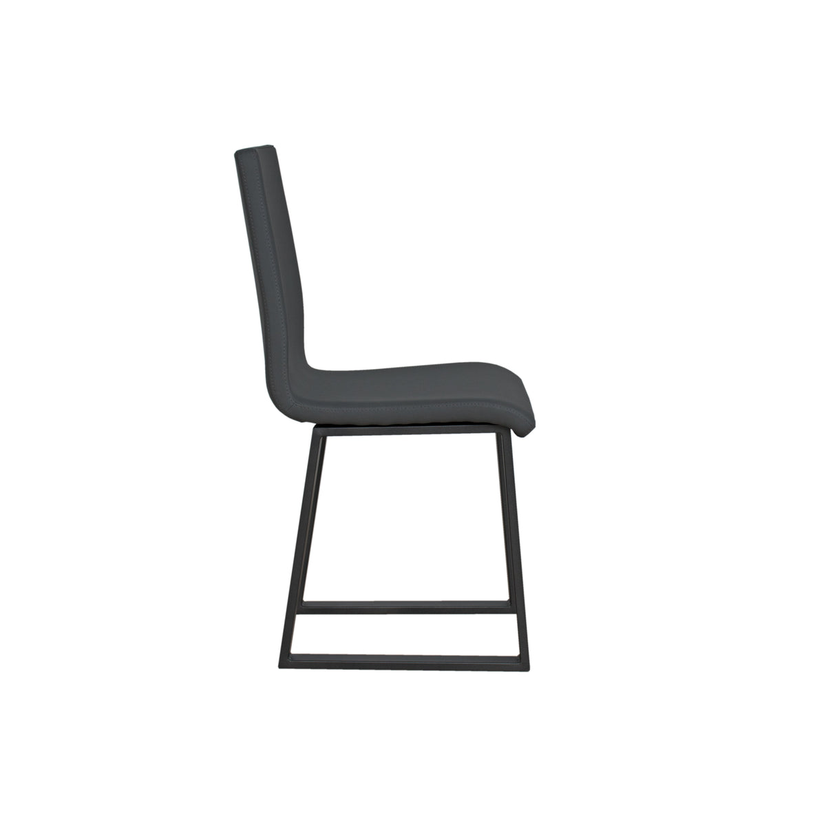 Sedia BAFFY grigia in tessuto ripresa di lato con struttura a slitta antracite #colore_Grigio