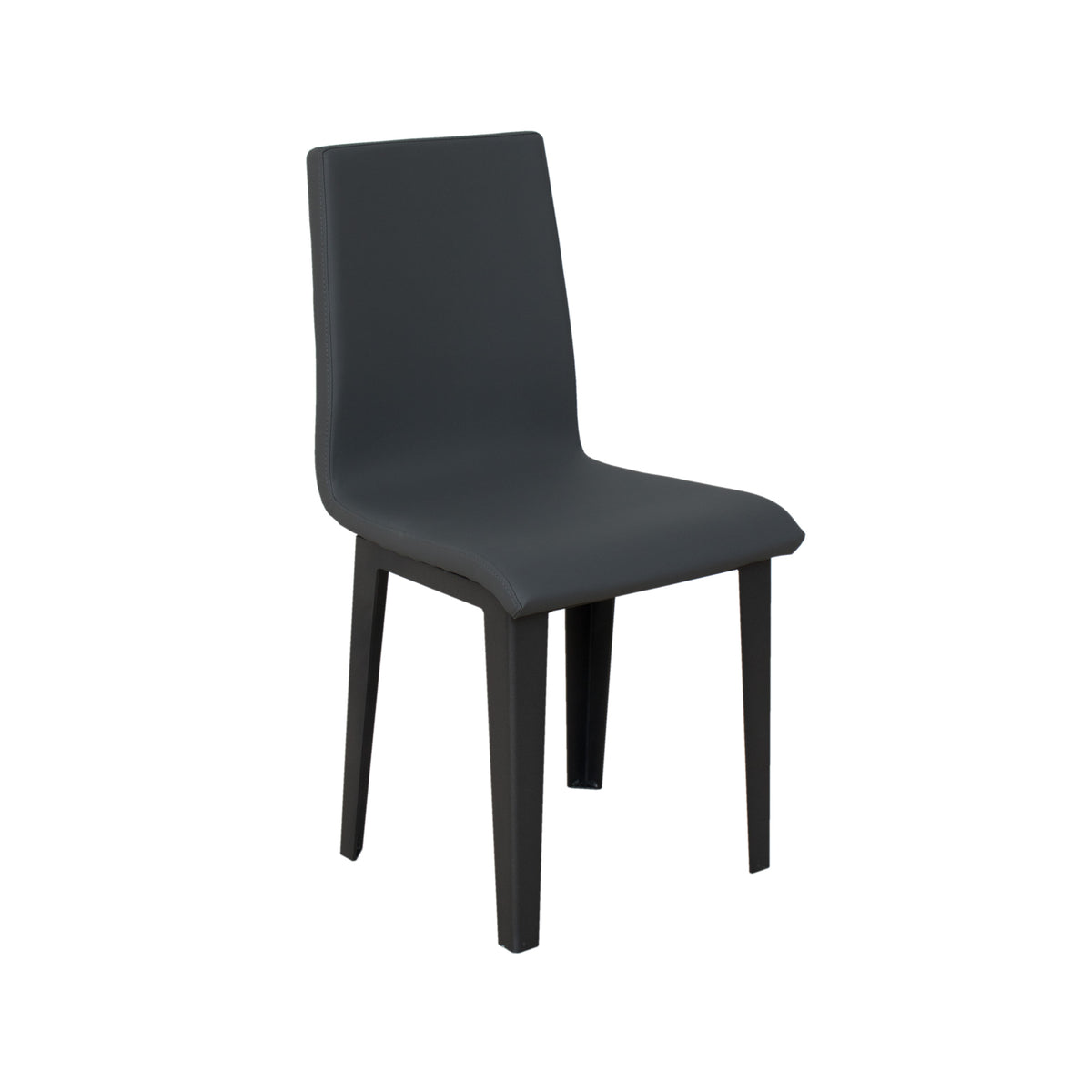 Sedia ARMIDA grigio scuro su fondo bianco, vista di tre quarti con gambe nere #colore_Grigio