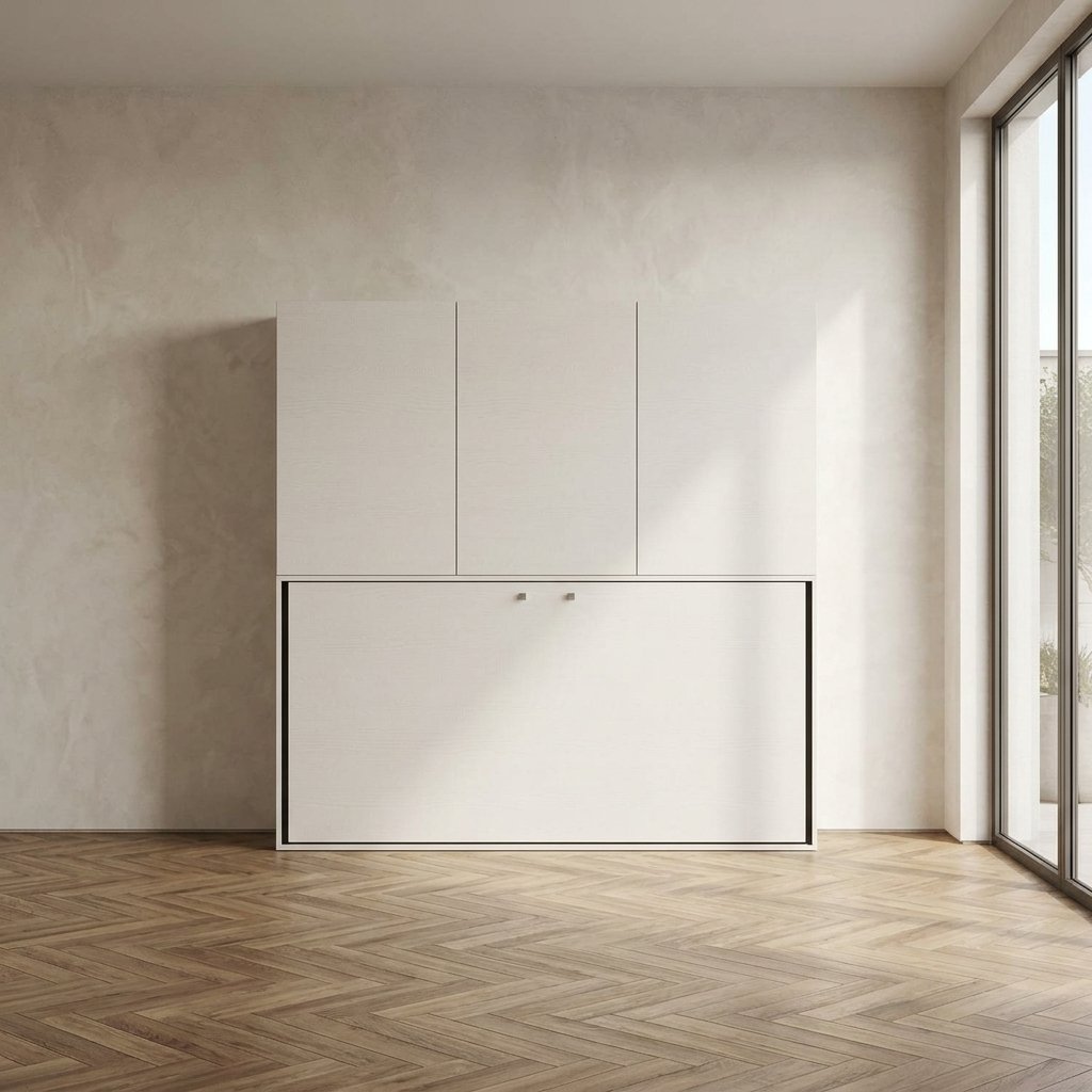Letto Singolo a Scomparsa Orizzontale con Armadio Composizione D, L 199,9 cm - KANDO